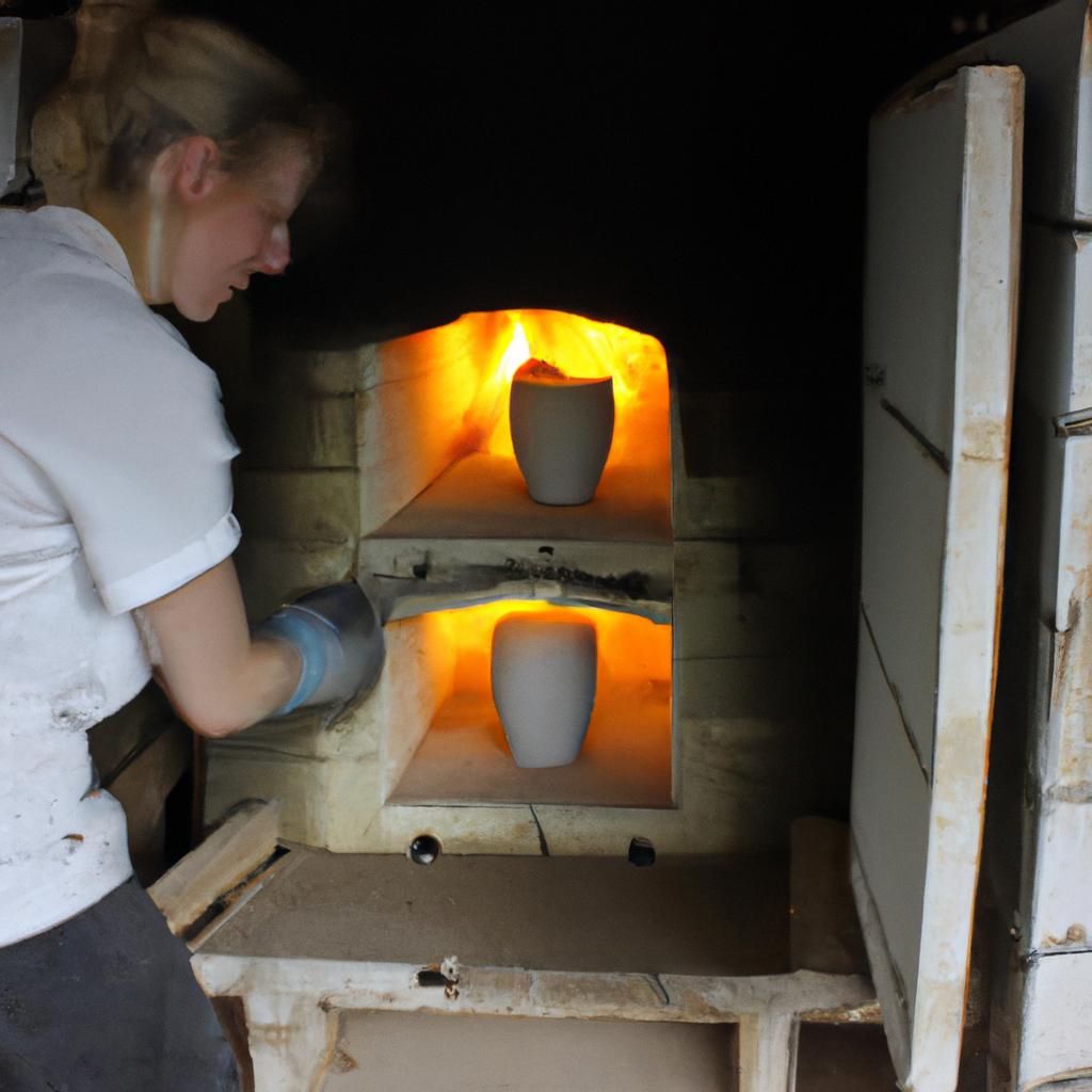 Person firing ceramics in kiln