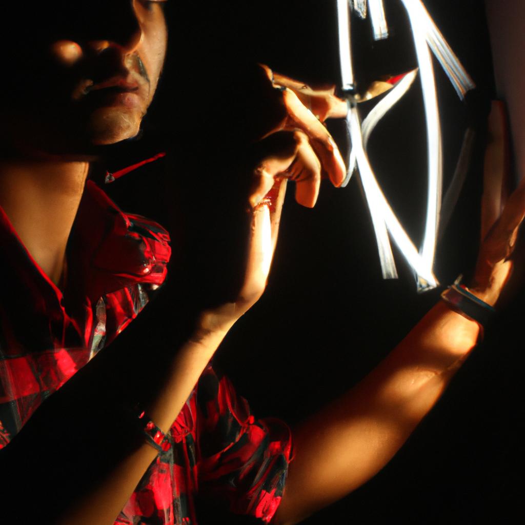 Artist painting with light and shadow